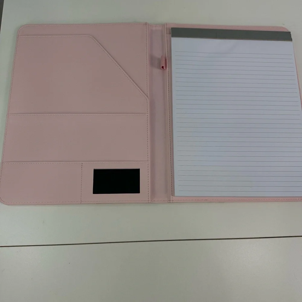 Eccolo Pink, Gold, Silver, Gray Marble Padfolio with Legal Pad, Pen Holder Loop